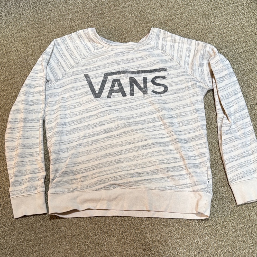 Vans White and Gray Logo Sweatshirt